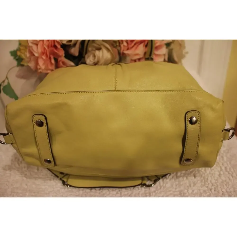 COACH F15445 Ashley leather satchel lime YELLOW green bag purse (110